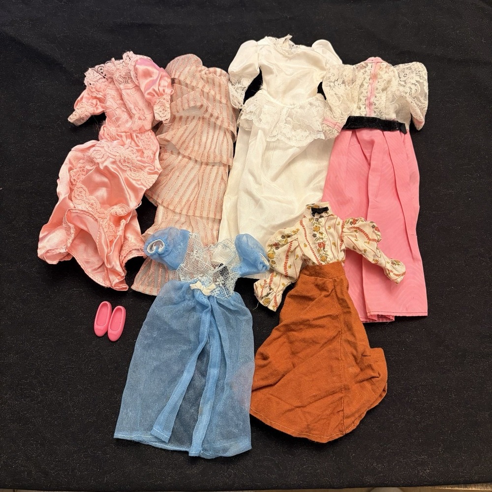 Vtg Barbie Clothes Lot 60's-80's Nighty Victorian Peignoir Tea Shoe Bow 7x